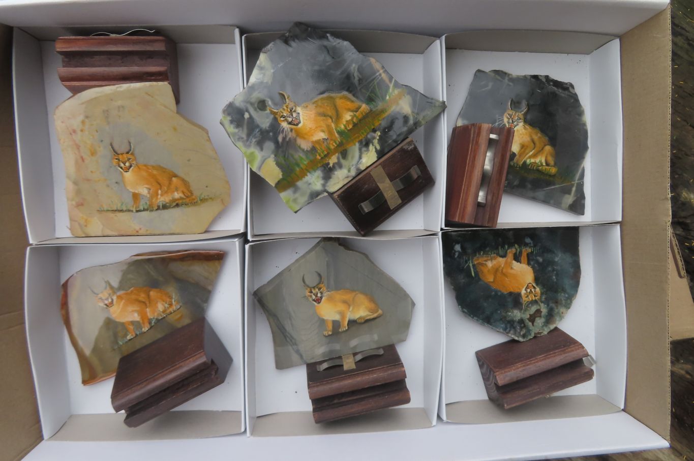 Hand Made Caracal Decoupage Stone Slabs x 6 From Southern Africa - Toprock Gemstones and Minerals 