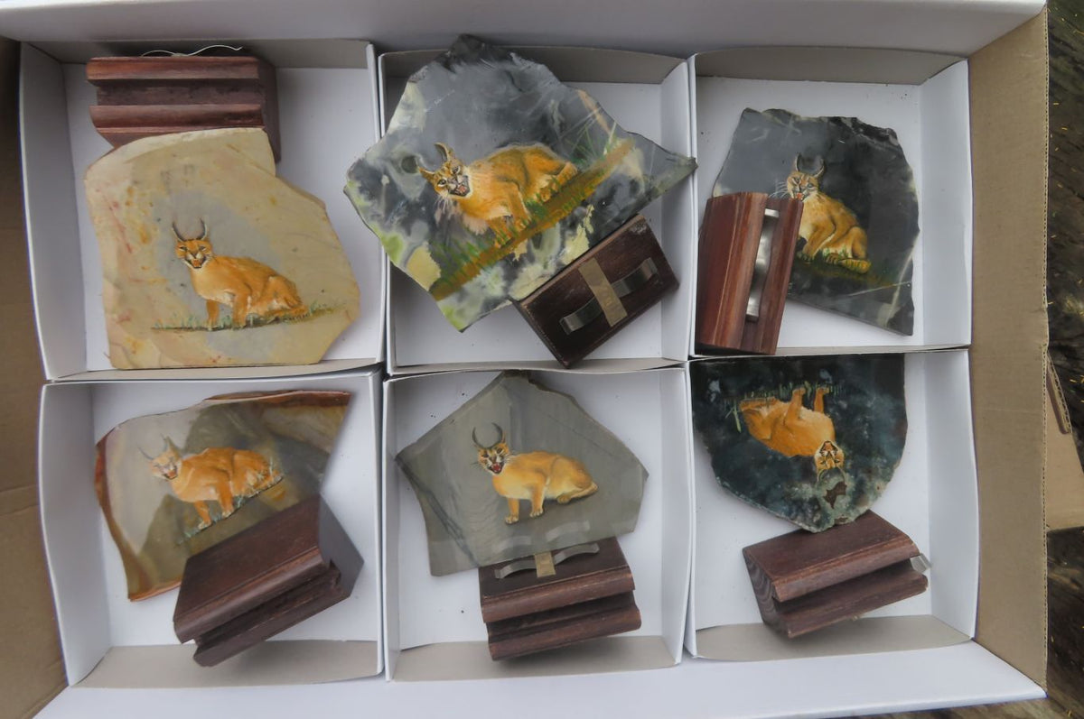 Hand Made Caracal Decoupage Stone Slabs x 6 From Southern Africa - Toprock Gemstones and Minerals 