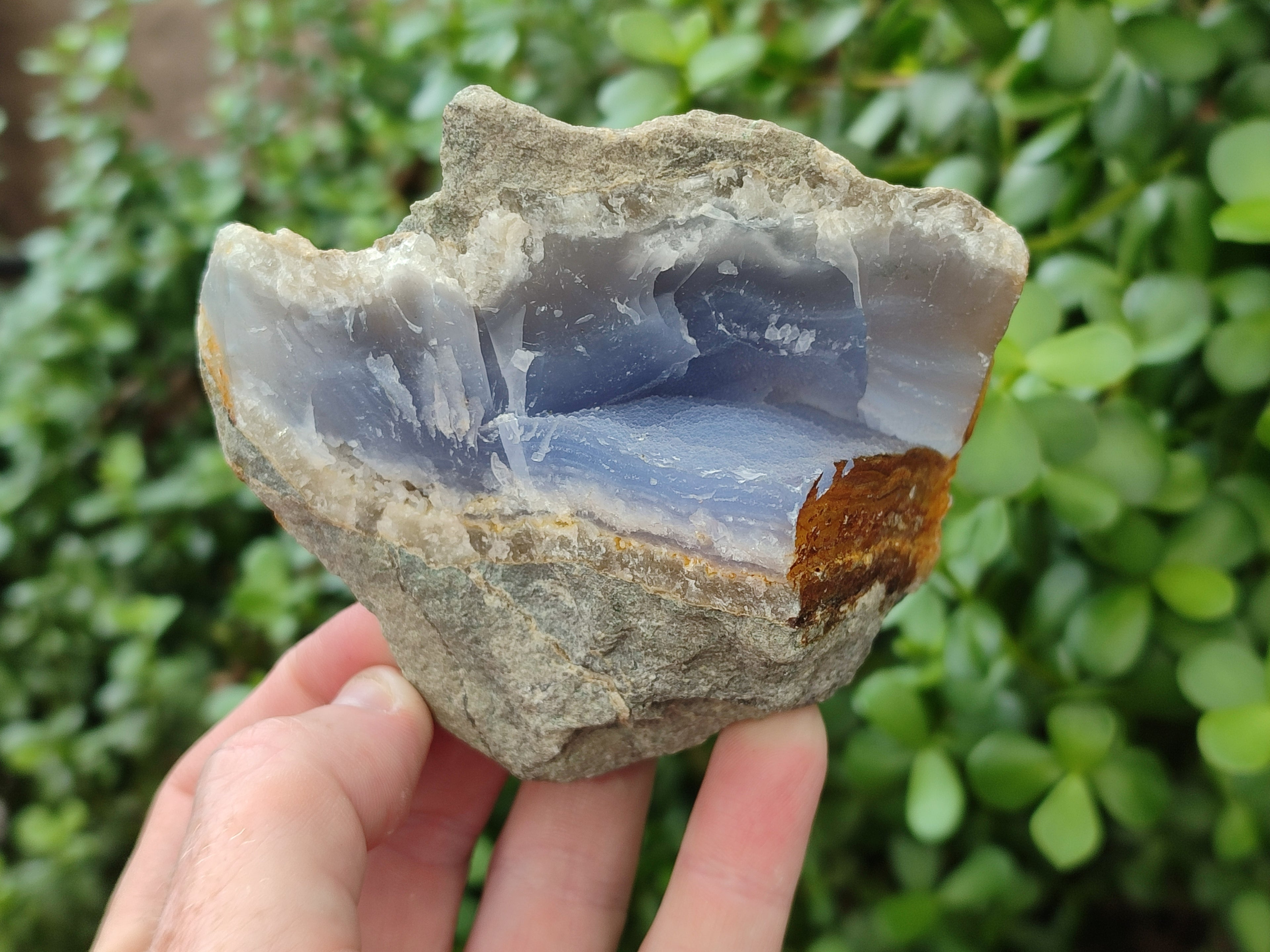 Natural Blue Lace Agate Geode Specimens x 3 From Malawi - Toprock Gemstones and Minerals 