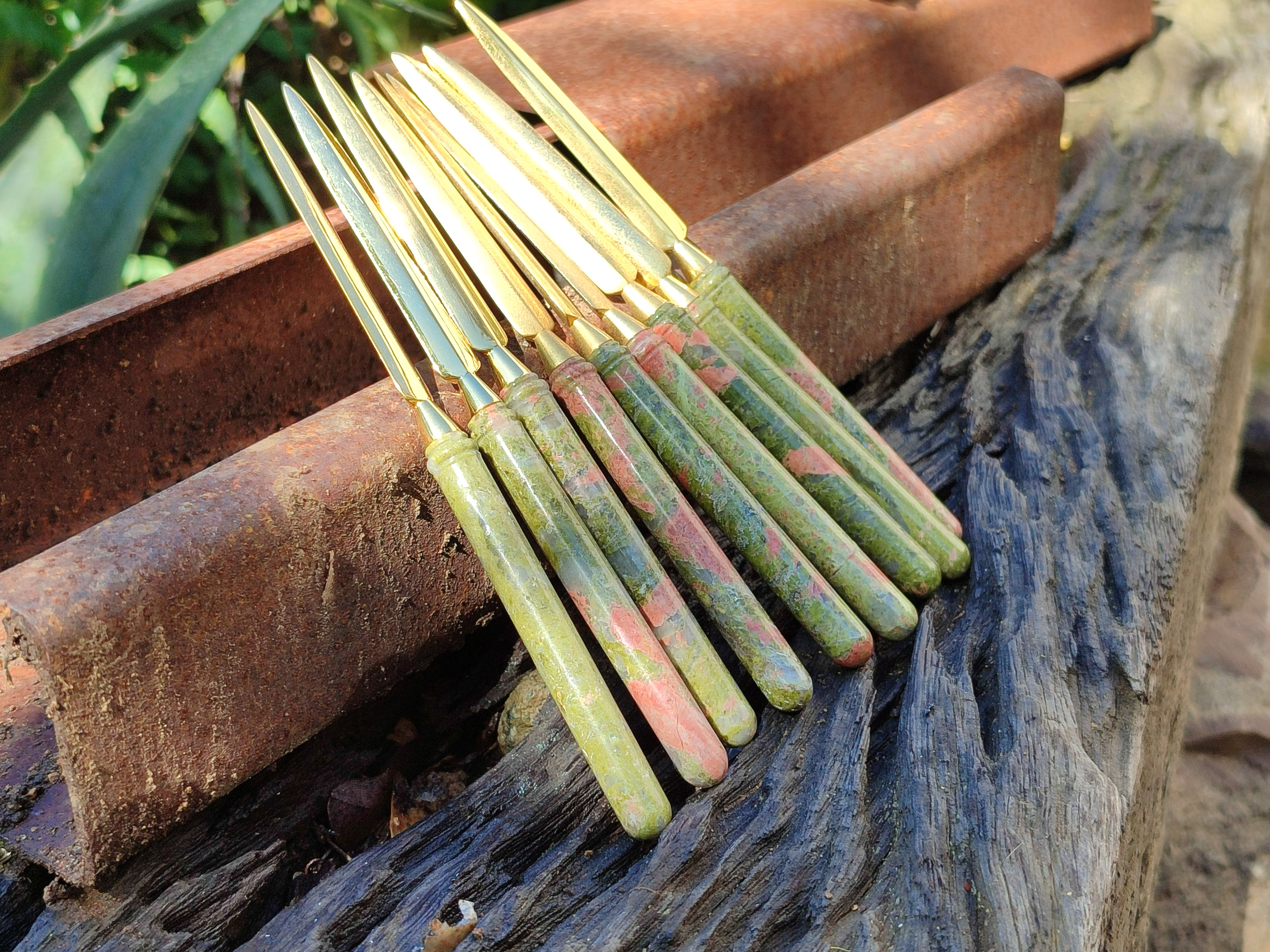 Polished Unakite Letter Openers - Sold Per Item - From South Africa - Toprock Gemstones and Minerals 