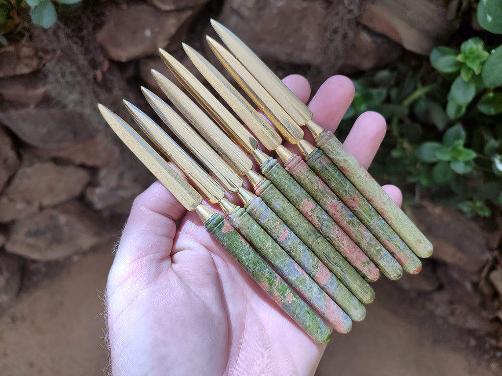 Polished Unakite Letter Openers - Sold Per Item - From South Africa - Toprock Gemstones and Minerals 