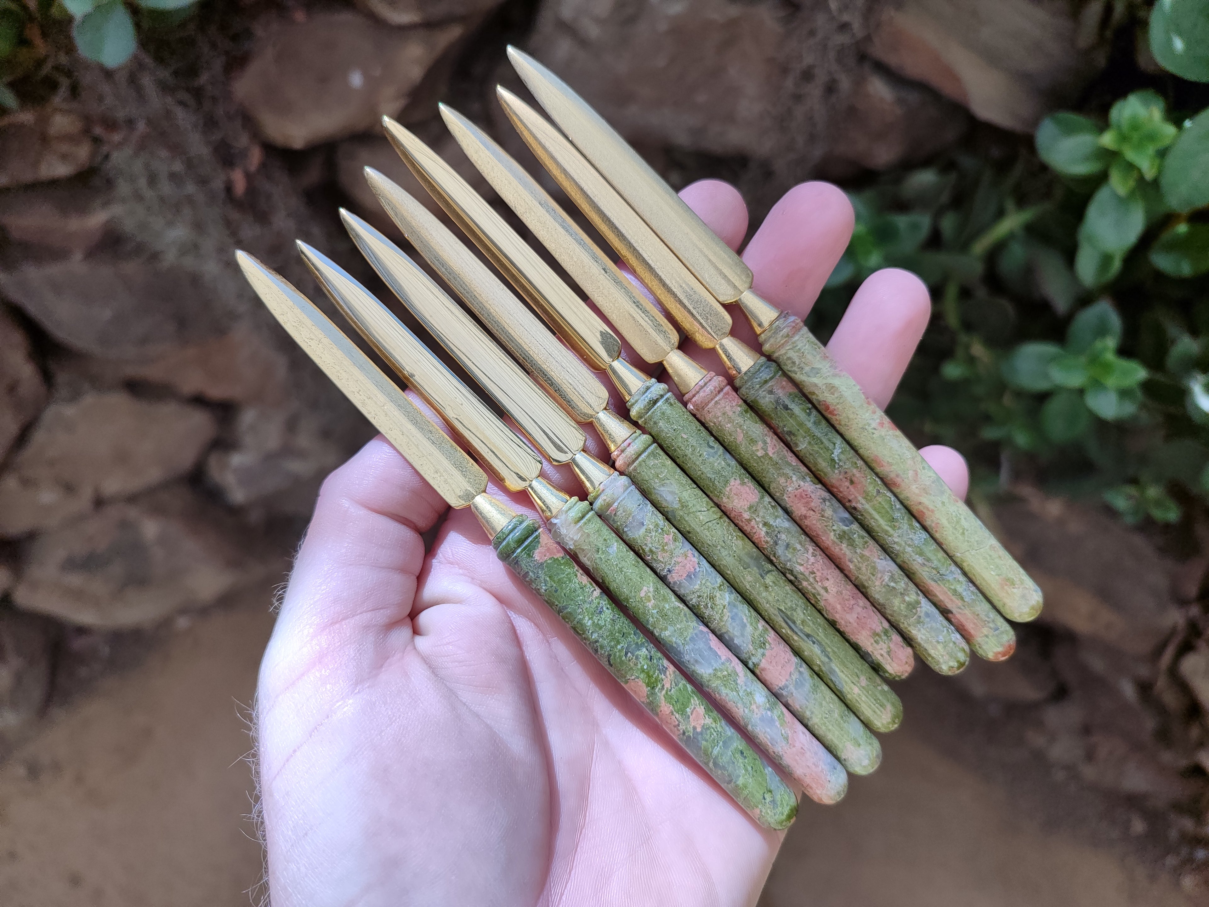 Polished Unakite Letter Openers - Sold Per Item - From South Africa - Toprock Gemstones and Minerals 