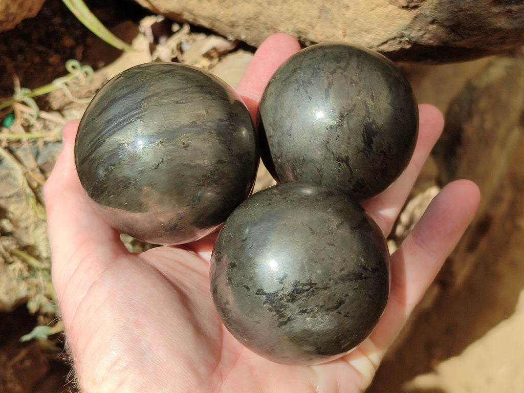Polished Pharaoh Stone Spheres x 3 From Zimbabwe - Toprock Gemstones and Minerals 