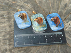 Polished Dumortierite Pendants with Hand Painted Buffalo - sold per item - From Mozambique - Toprock Gemstones and Minerals 