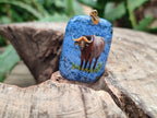 Polished Dumortierite Pendants with Hand Painted Buffalo - sold per item - From Mozambique - Toprock Gemstones and Minerals 