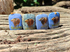 Polished Dumortierite Pendants with Hand Painted Buffalo - sold per item - From Mozambique - Toprock Gemstones and Minerals 