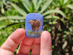 Polished Dumortierite Pendants with Hand Painted Buffalo - sold per item - From Mozambique - Toprock Gemstones and Minerals 
