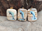 Polished Picture Stone Pendant with Hand Painted Dolphin - Sold Per Item - From Namibia - Toprock Gemstones and Minerals 