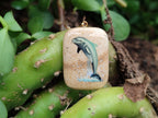 Polished Picture Stone Pendant with Hand Painted Dolphin - Sold Per Item - From Namibia - Toprock Gemstones and Minerals 