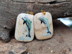 Polished Picture Stone Pendant with Hand Painted Dolphin - Sold Per Item - From Namibia - Toprock Gemstones and Minerals 