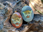 Polished Polychrome Jasper Pendant with Hand Painted Leopard - sold per item - From Madagascar - Toprock Gemstones and Minerals 