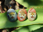 Polished Polychrome Jasper Pendant with Hand Painted Leopard - sold per item - From Madagascar - Toprock Gemstones and Minerals 