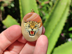 Polished Polychrome Jasper Pendant with Hand Painted Leopard - sold per item - From Madagascar - Toprock Gemstones and Minerals 