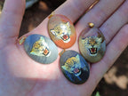 Polished Polychrome Jasper Pendant with Hand Painted Leopard - sold per item - From Madagascar - Toprock Gemstones and Minerals 