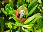 Polished Unakite Pendant with Hand Painted Panda - Sold Per Item - From South Africa - Toprock Gemstones and Minerals 
