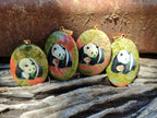 Polished Unakite Pendant with Hand Painted Panda - Sold Per Item - From South Africa - Toprock Gemstones and Minerals 