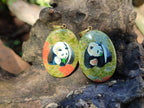 Polished Unakite Pendant with Hand Painted Panda - Sold Per Item - From South Africa - Toprock Gemstones and Minerals 