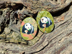 Polished Unakite Pendant with Hand Painted Panda - Sold Per Item - From South Africa - Toprock Gemstones and Minerals 