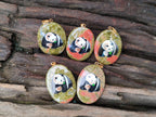 Polished Unakite Pendant with Hand Painted Panda - Sold Per Item - From South Africa - Toprock Gemstones and Minerals 