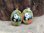 Polished Unakite Pendant with Hand Painted Panda - Sold Per Item - From South Africa - Toprock Gemstones and Minerals 