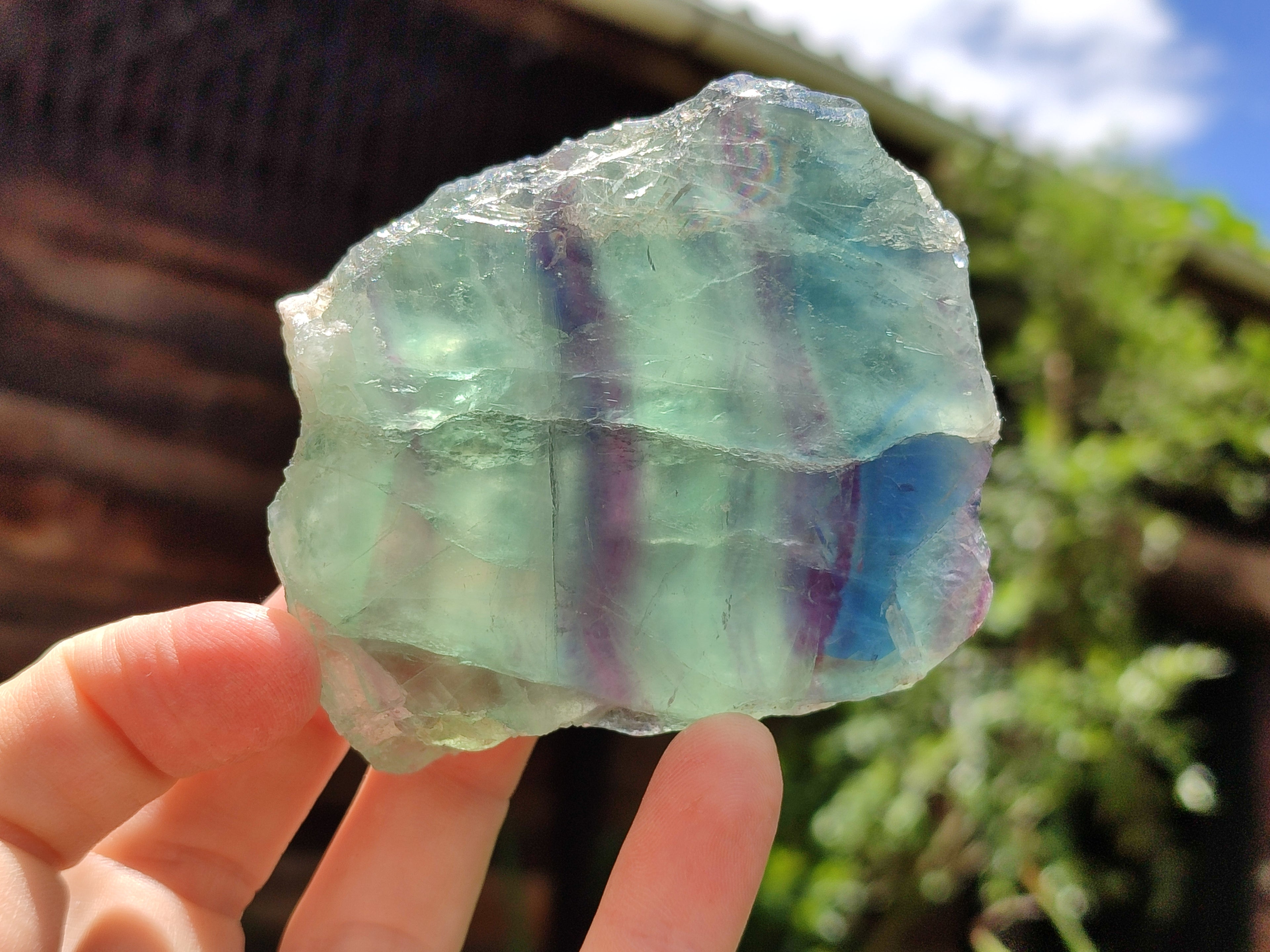 Polished On One Side Watermelon Fluorite x 6 From Uis, Namibia - Toprock Gemstones and Minerals 