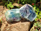 Polished On One Side Watermelon Fluorite x 6 From Uis, Namibia - Toprock Gemstones and Minerals 