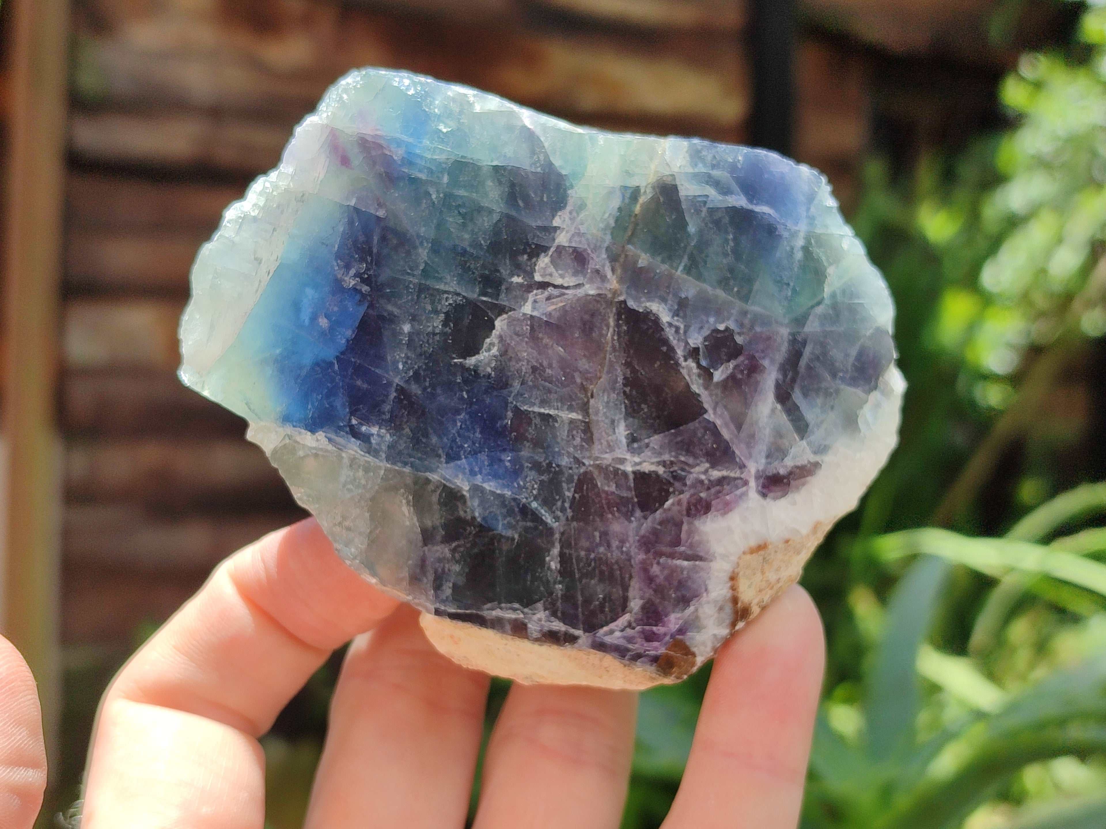 Polished On One Side Watermelon Fluorite x 6 From Uis, Namibia - Toprock Gemstones and Minerals 
