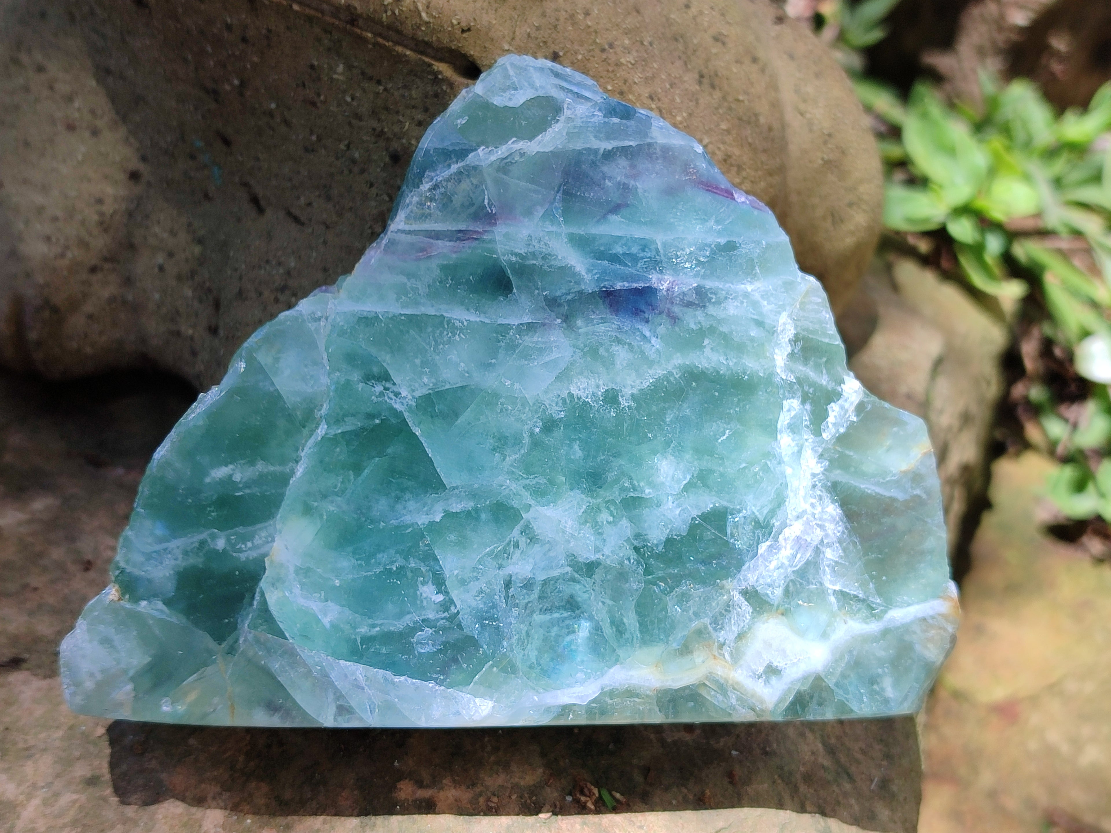 Polished On One Side Watermelon Fluorite x 6 From Uis, Namibia - Toprock Gemstones and Minerals 