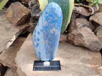 Polished Blue Spinel Spotted Quartz Standing Free Form x 1 From Madagascar - Toprock Gemstones and Minerals 