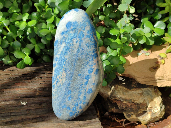 Polished Blue Spinel Spotted Quartz Standing Free Form x 1 From Madagascar - Toprock Gemstones and Minerals 