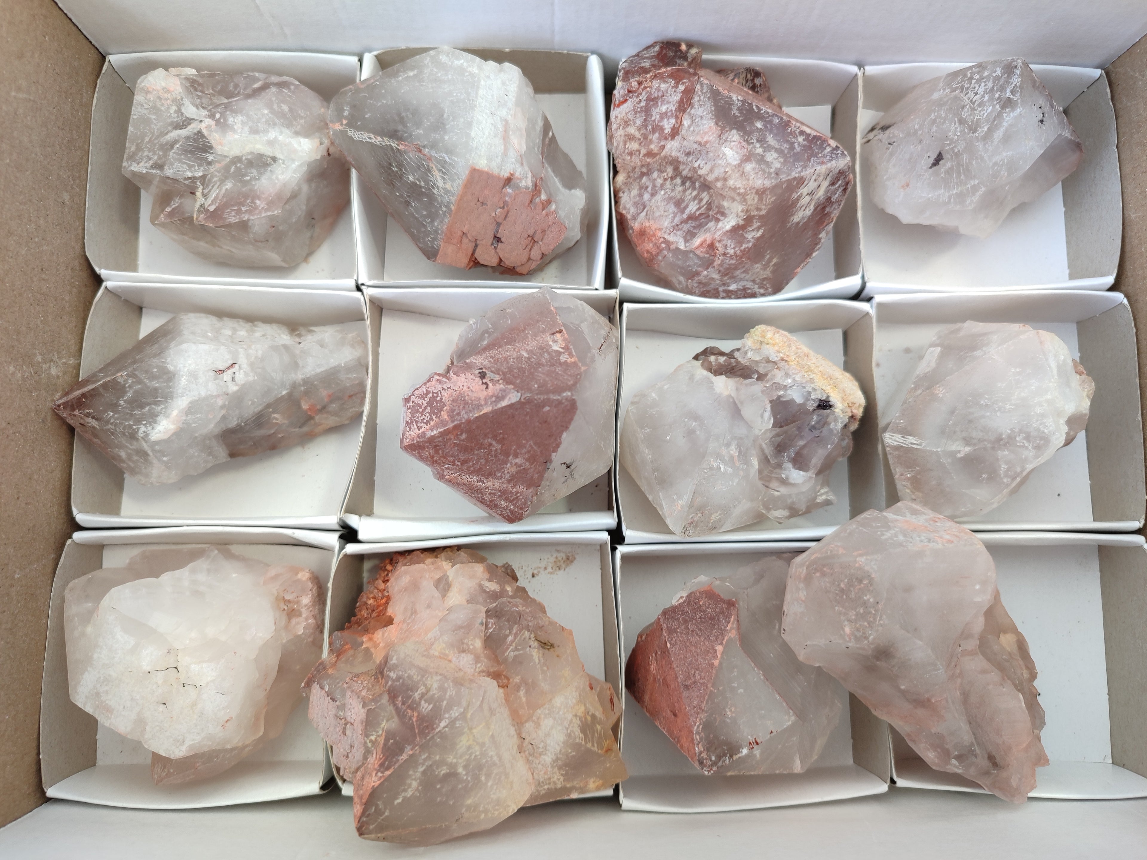 Natural Hematoid Quartz Crystals x 12 From Madagascar - Toprock Gemstones and Minerals 