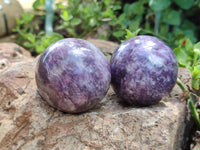 Polished Lepidolite with Pink Rubellite Spheres x 6 From Ambatondrazaka, Madagascar - Toprock Gemstones and Minerals 