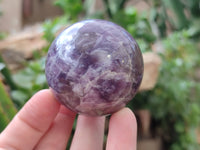 Polished Lepidolite with Pink Rubellite Spheres x 6 From Ambatondrazaka, Madagascar - Toprock Gemstones and Minerals 