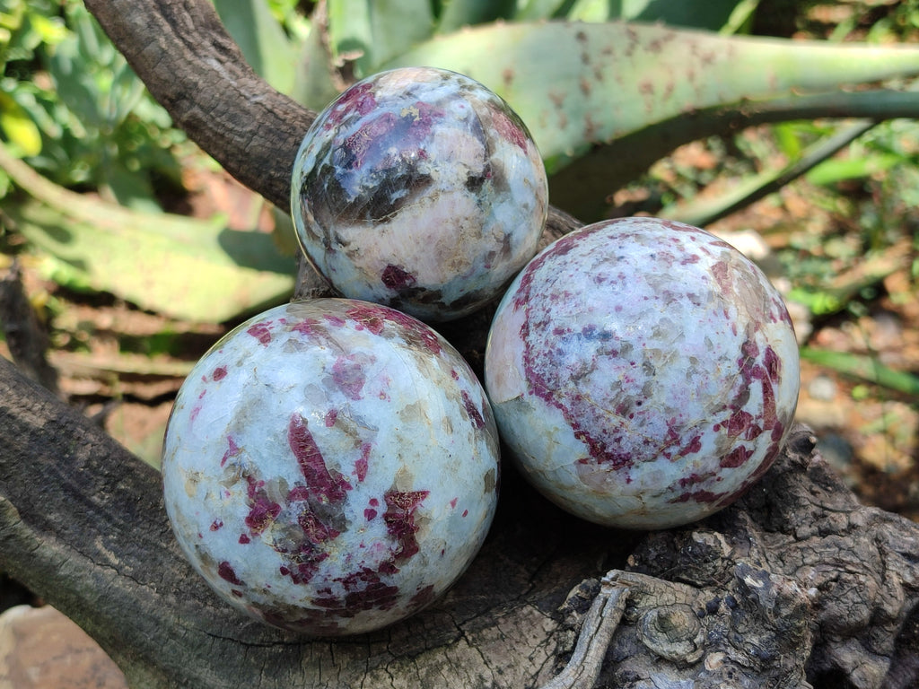 Polished Rubellite Pink Tourmaline Spheres x 4 From Ambatondrazaka, Madagascar - Toprock Gemstones and Minerals 