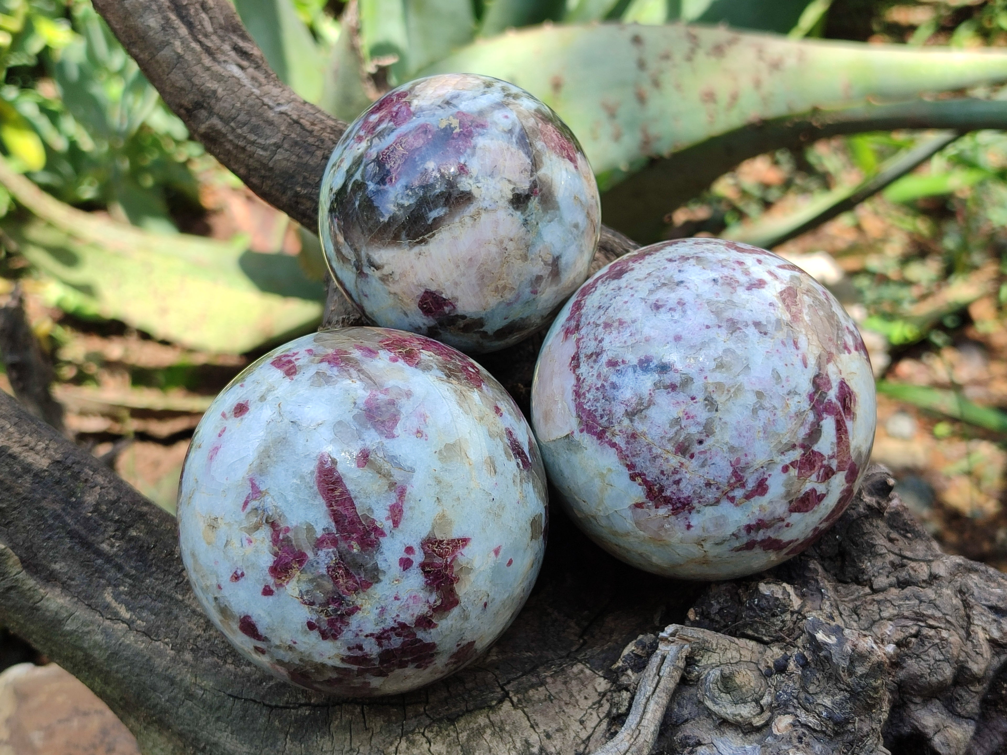 Polished Rubellite Pink Tourmaline Spheres x 4 From Ambatondrazaka, Madagascar - Toprock Gemstones and Minerals 