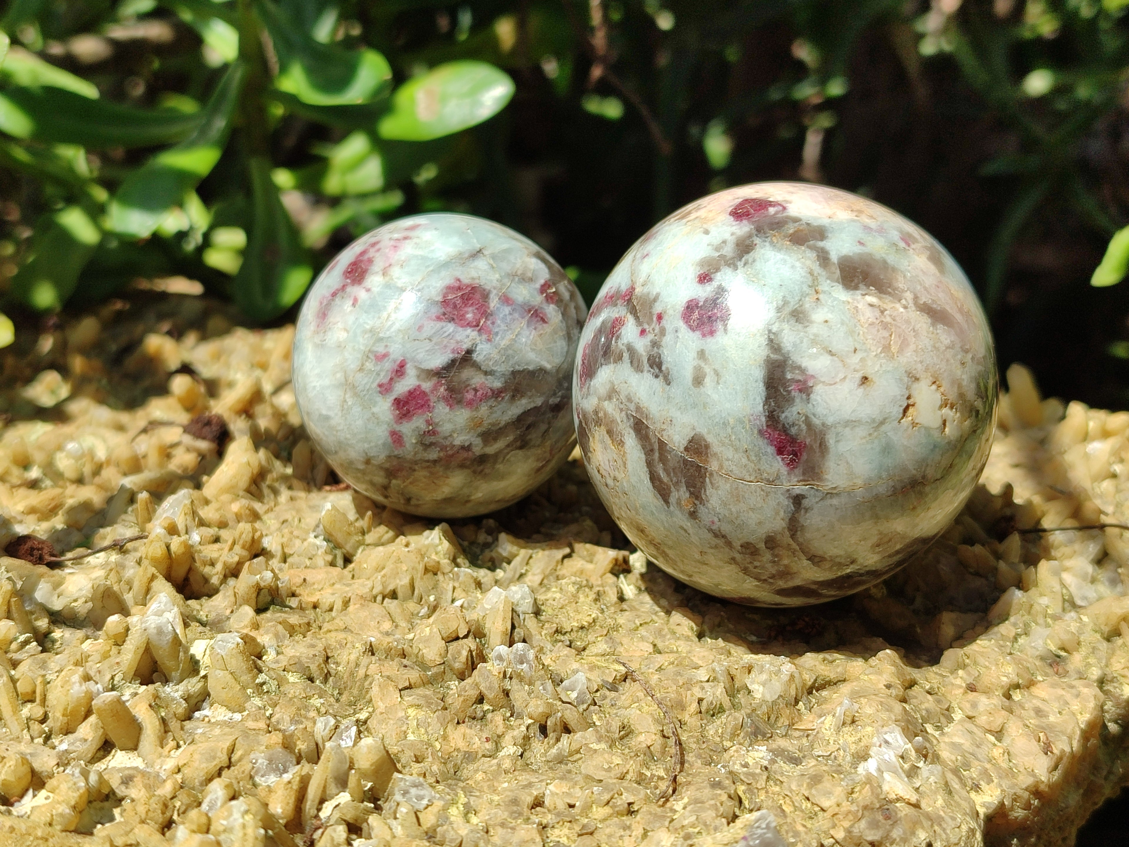 Polished Rubellite Pink Tourmaline Spheres x 4 From Ambatondrazaka, Madagascar - Toprock Gemstones and Minerals 