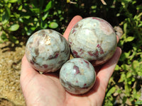 Polished Rubellite Pink Tourmaline Spheres x 4 From Ambatondrazaka, Madagascar - Toprock Gemstones and Minerals 