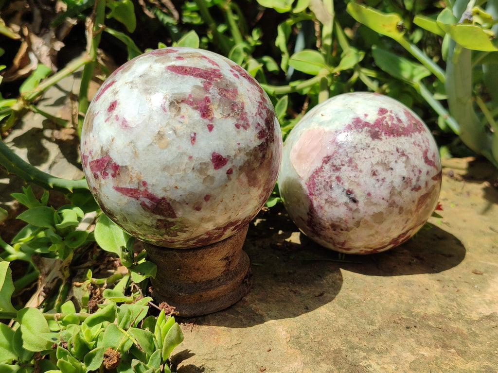 Polished Rubellite Pink Tourmaline Spheres x 4 From Ambatondrazaka, Madagascar - Toprock Gemstones and Minerals 
