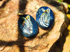 Polished Dumortierite Pendants with Hand Painted Zebras - sold per item - From Mozambique - Toprock Gemstones and Minerals 