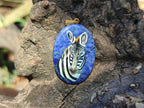 Polished Dumortierite Pendants with Hand Painted Zebras - sold per item - From Mozambique - Toprock Gemstones and Minerals 