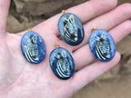 Polished Dumortierite Pendants with Hand Painted Zebras - sold per item - From Mozambique - Toprock Gemstones and Minerals 