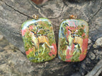 Polished Unakite Pendant with Hand Painted Kudu - Sold Per Item - From South Africa - Toprock Gemstones and Minerals 