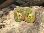 Polished Unakite Pendant with Hand Painted Kudu - Sold Per Item - From South Africa - Toprock Gemstones and Minerals 