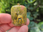 Polished Unakite Pendant with Hand Painted Kudu - Sold Per Item - From South Africa - Toprock Gemstones and Minerals 