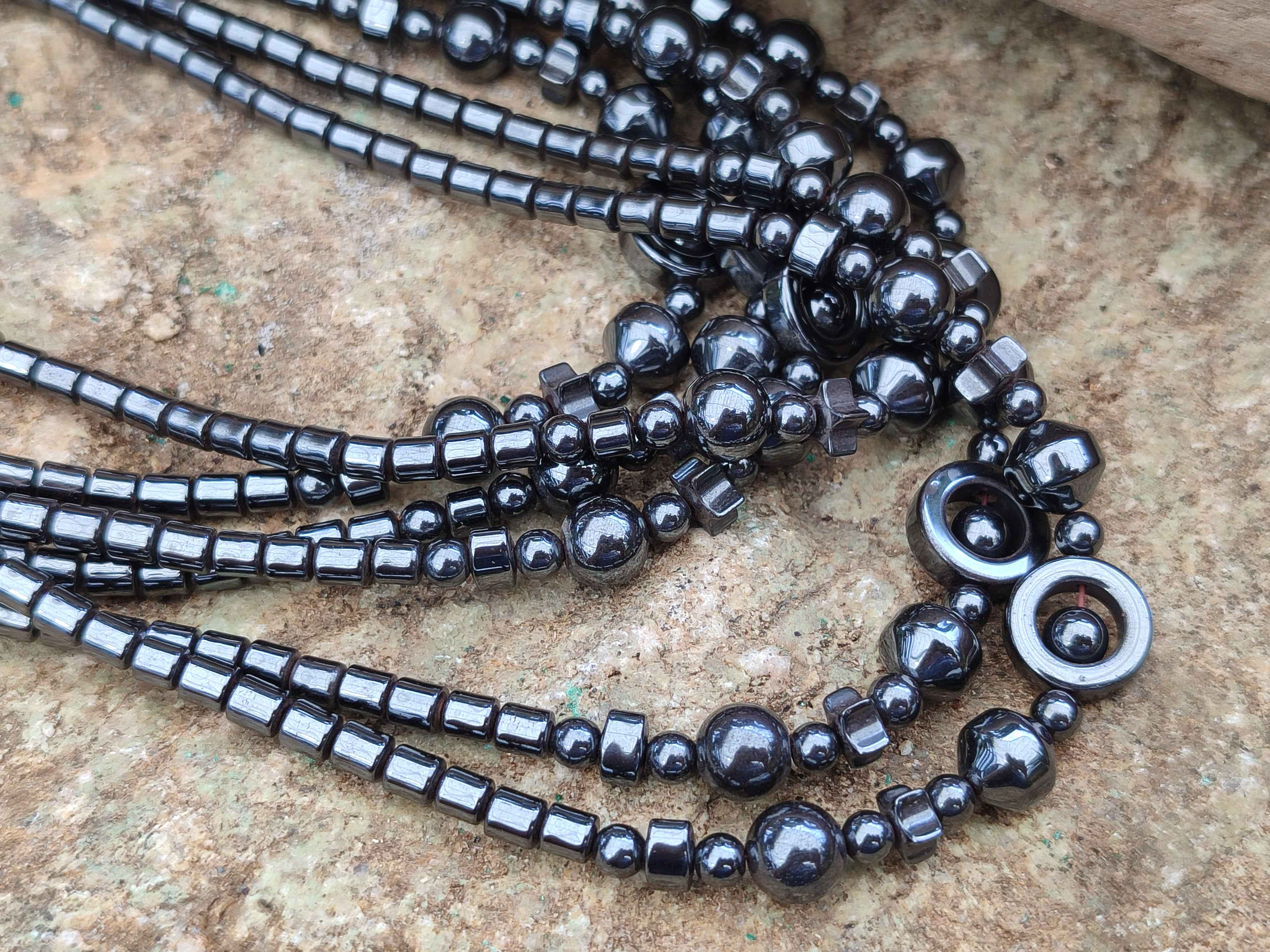 Polished Hematite Mixed Bead Choker - Sold Per Item - From Southern Africa - Toprock Gemstones and Minerals 