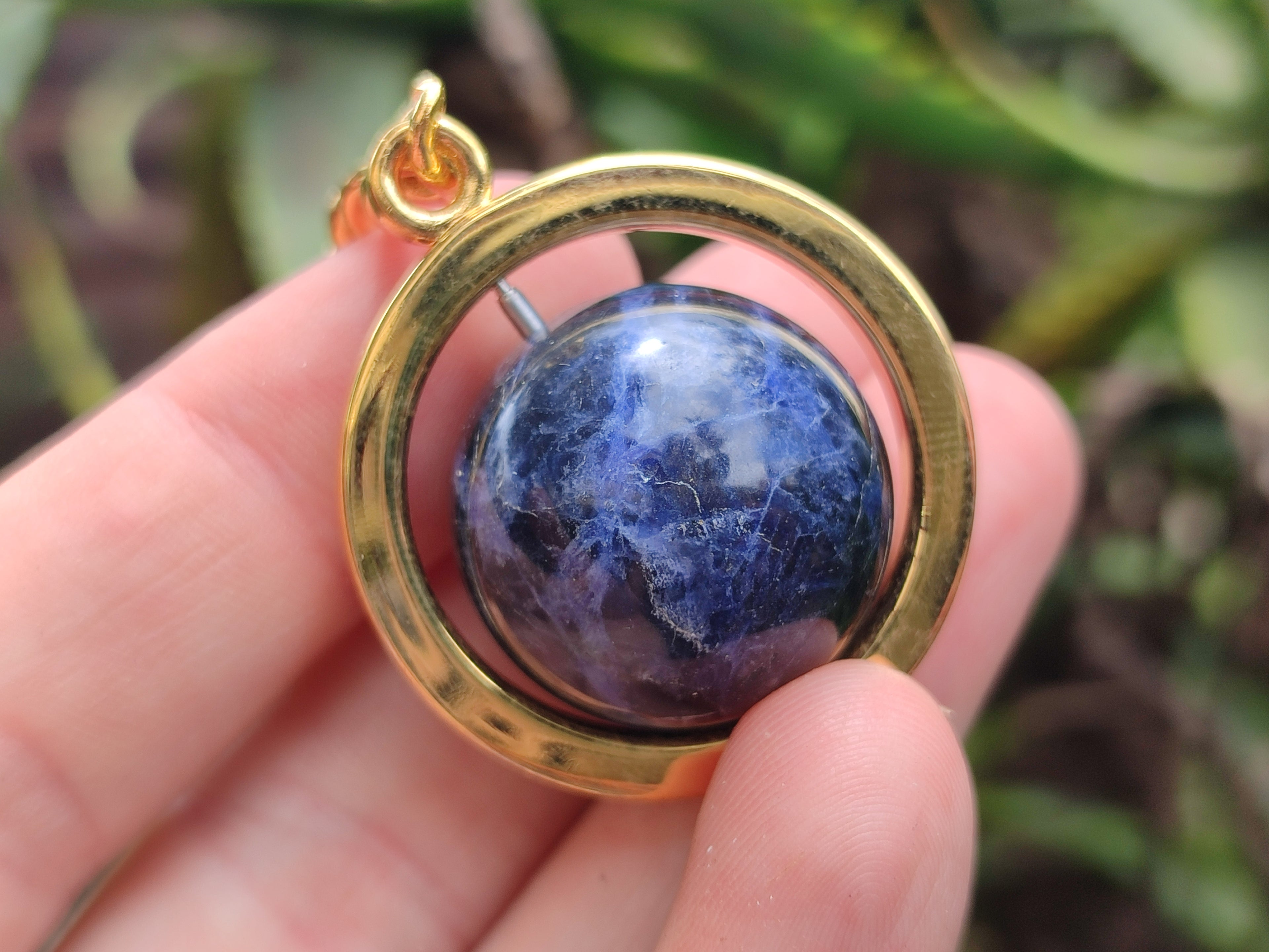 Polished Sodalite Sphere Keyring with Brass Screw Claps - sold per item - From Namibia - Toprock Gemstones and Minerals 