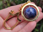 Polished Sodalite Sphere Keyring with Brass Screw Claps - sold per item - From Namibia - Toprock Gemstones and Minerals 