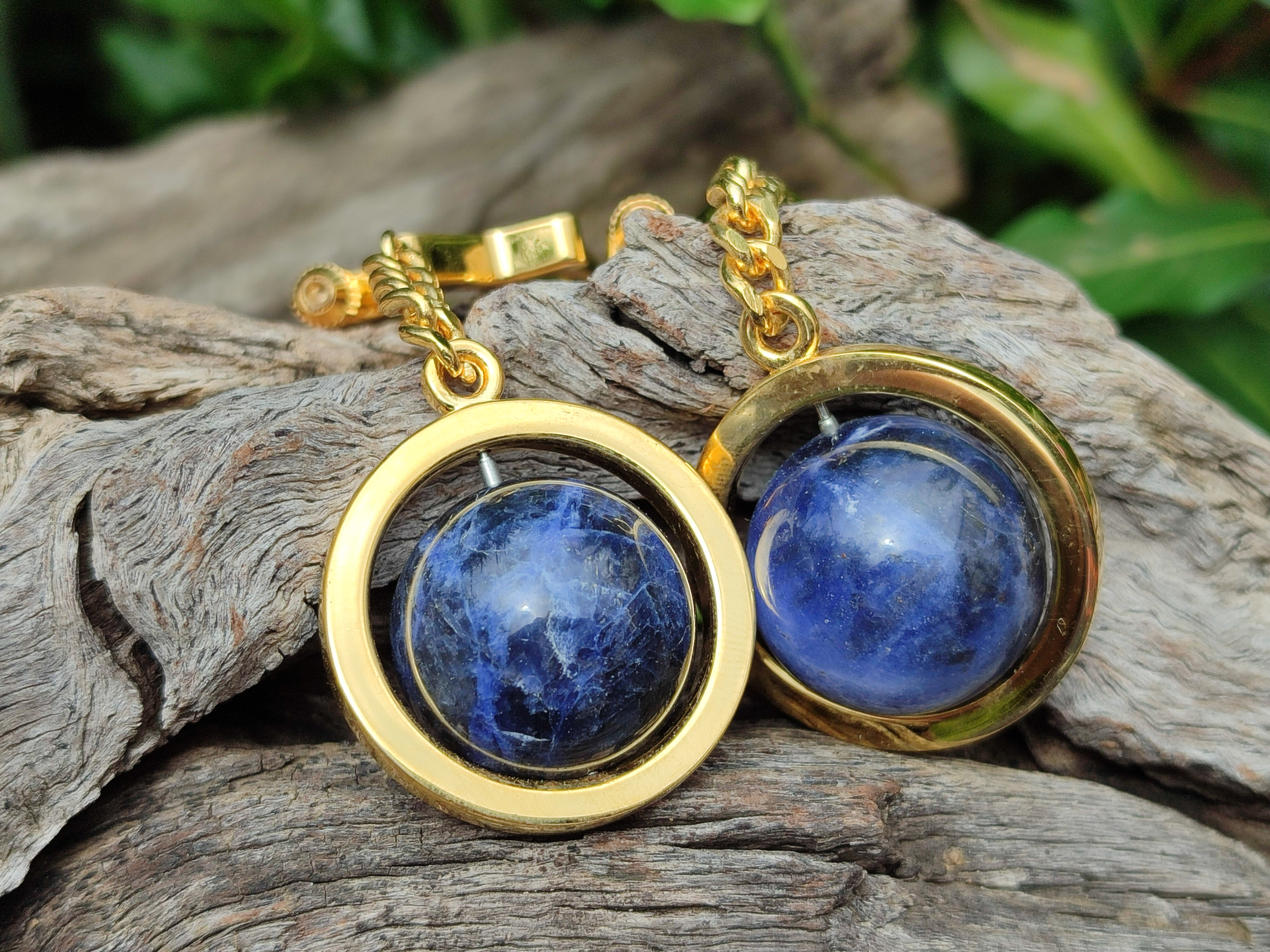 Polished Sodalite Sphere Keyring with Brass Screw Claps - sold per item - From Namibia - Toprock Gemstones and Minerals 