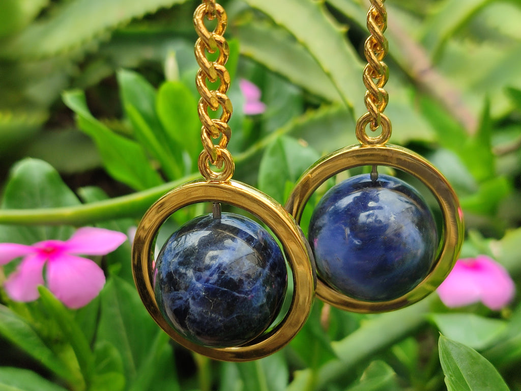 Polished Sodalite Sphere Keyring with Brass Screw Claps - sold per item - From Namibia - Toprock Gemstones and Minerals 