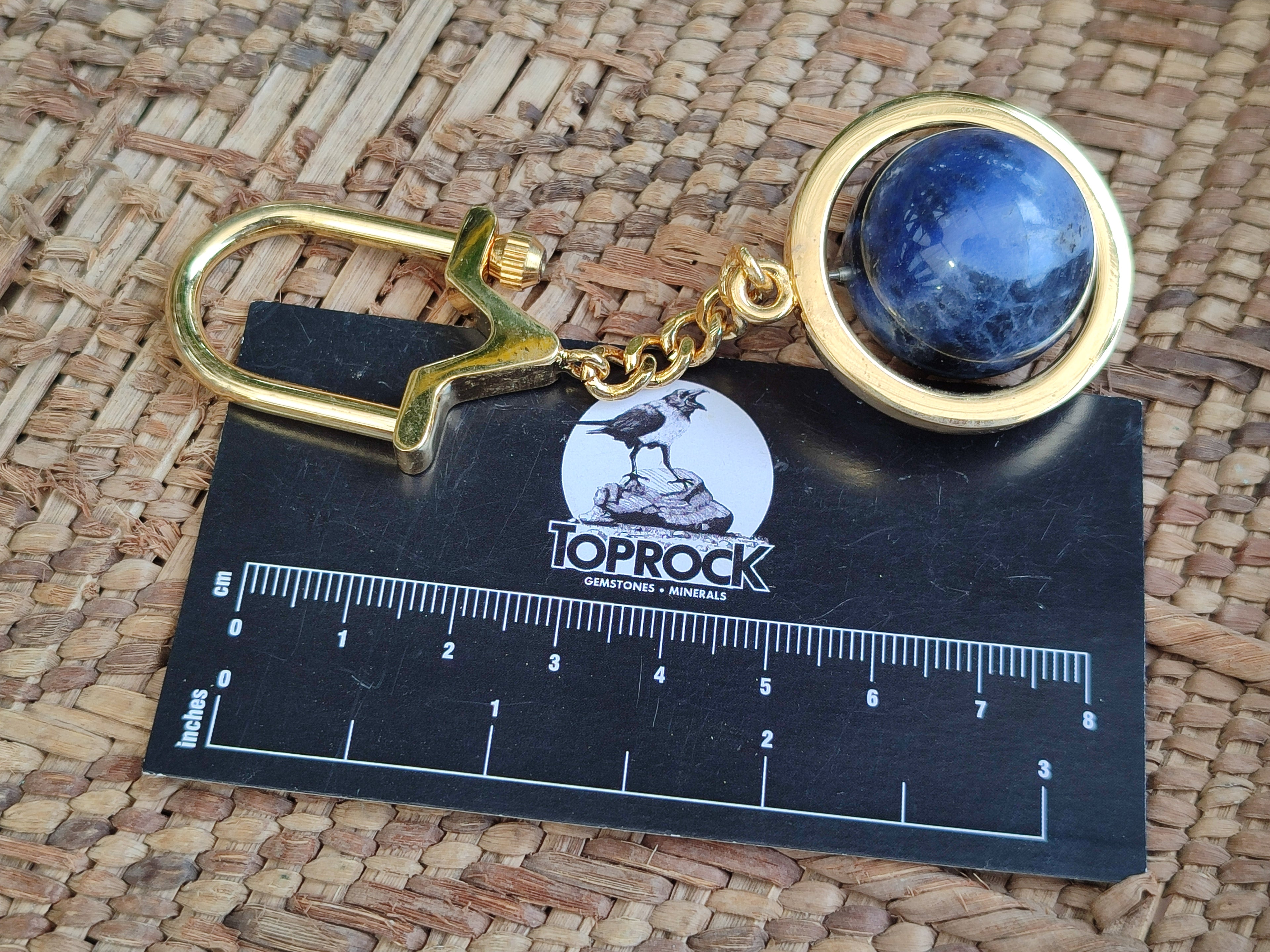 Polished Sodalite Sphere Keyring with Brass Screw Claps - sold per item - From Namibia - Toprock Gemstones and Minerals 
